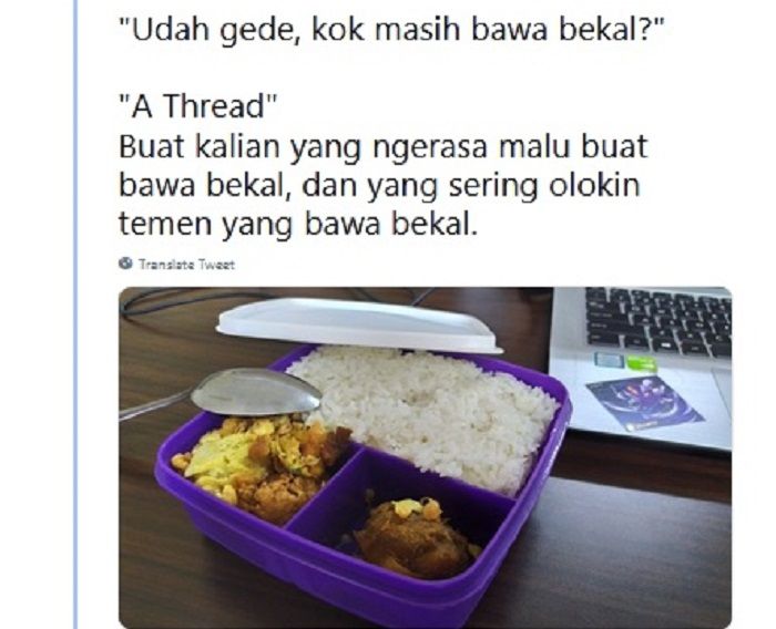 Malu bawa bekal makanan