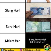 Hanya dalam sehari warna uang di dompet bisa berubah-ubah dengan cepat sampai akhirnya tidak terlihat lagi. Kamu mengalaminya juga nggak? Foto: Facebook/Status Lucu