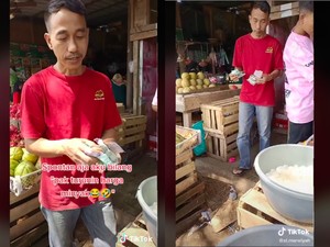 Heboh! Pedagang Buah di Pasar Purwakarta Ini Mirip Presiden Joko Widodo