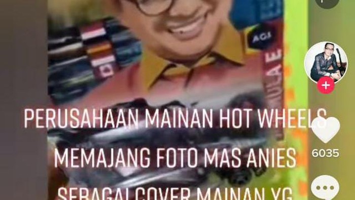 Bungkus mainan hot wheels gambar Anies Baswedan