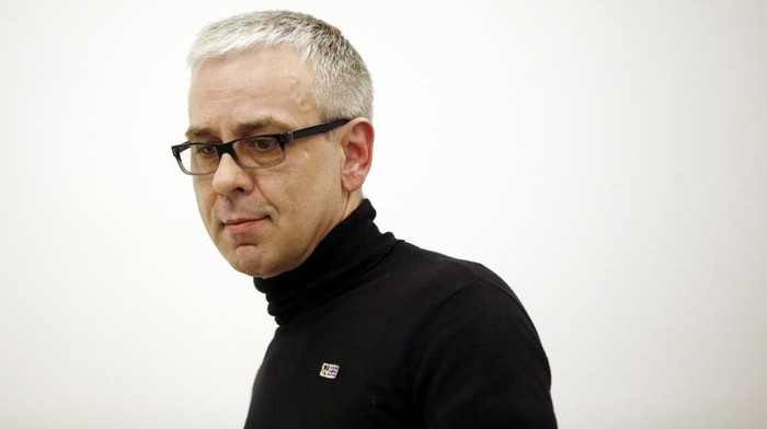 FILE - Russian businessman Dmitry Kovtun arrives for a news conference at Interfax headquarters in Moscow, Russia, Wednesday, April 8, 2015. Russian agent Kovtun, who was accused by the U.K. authorities in the poisoning death of former spy Alexander Litvinenko in London in 2006, died Saturday, June 4, 2022, at age 57. (AP Photo/Pavel Golovkin, File)