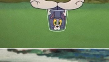 Si Tom yang masuk ke dalam gelas. Foto: Twitter/@inouetable