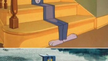 Bentuk aneh lainnya datang dalam bentuk Tom jadi seperti tangga. Foto: Twitter/@inouetable