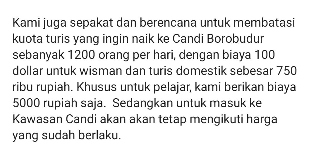IG Luhut soal harga ke Candi Borobudur