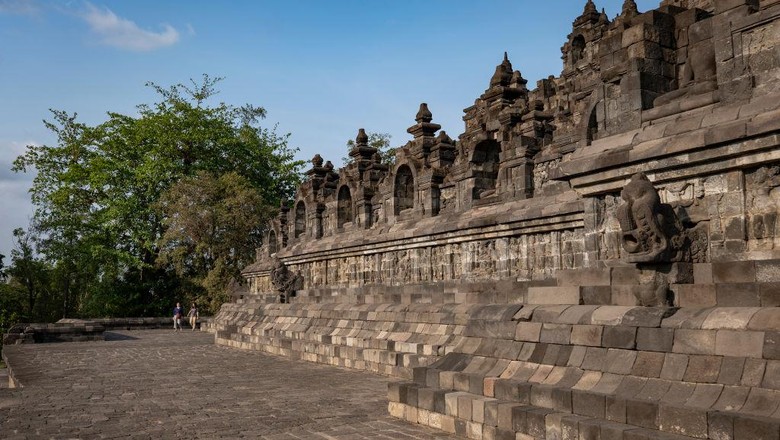 Borobudur Temple on the 24th October 2019 in Java in Indonesia. Borobudur is a 9th-century Mahayana Buddhist temple in Magelang Regency. Its the worlds largest Buddhist temple, consisting of nine stacked platforms, six square and three circular, topped by a central dome. (photo by Sam Mellish / In Pictures via Getty Images)