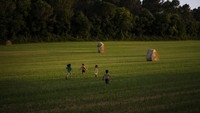 Mereka memanfaatkan luasnya ladang untuk bermain dan beraktivitas di luar ruangan.