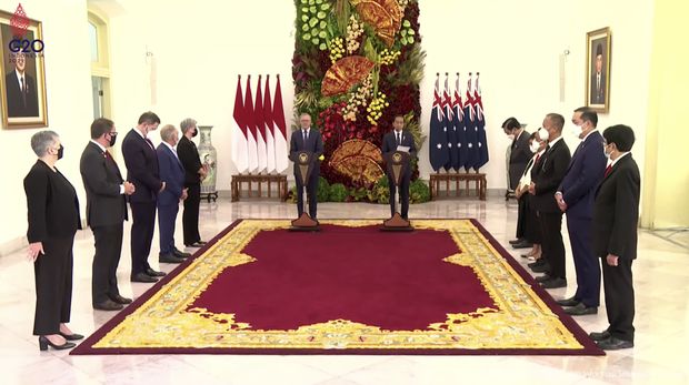 Upacara Penyambutan Resmi Perdana Menteri Australia, Istana Bogor, 6 Juni 2022. (Tangkapan lauyar Youtube)