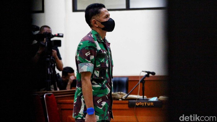 Kolonel Inf Priyanto tiba di Pengadilan Militer Tinggi II, Cakung, Jakarta Timur. Ia akan menjalani sidang vonis kasus pembunuhan sejoli Handi-Salsa.