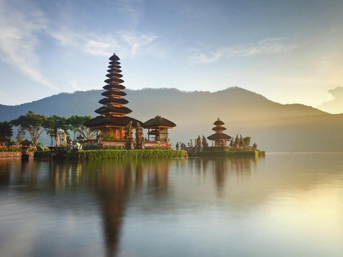 Pura Ulun Danu hindu temple on lake Beratan, Bali, Indonesia
