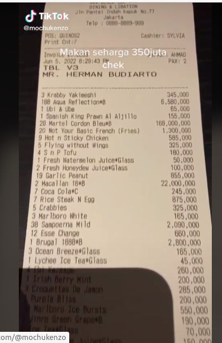 Makan di restoran sampai Rp 350 juta