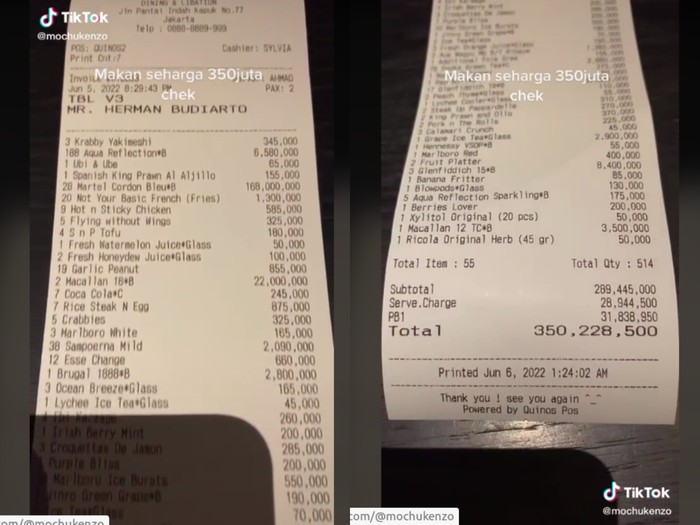 Makan di restoran sampai Rp 350 juta