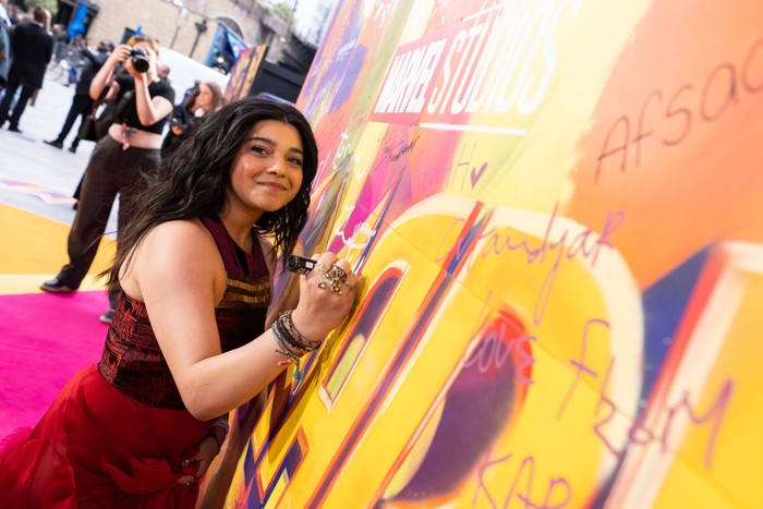 1399445413 LONDON, ENGLAND - MAY 26: Iman Vellani attends the UK Special Screening of Ms. Marvel at Everyman Borough Yards on May 26, 2022 in London, England. (Photo by Jeff Spicer/Getty Images for Disney UK)