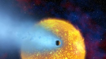 HD 209458 b. Planet ini memiliki banyak komponen yang bisa mendukung kehidupan seperti air, uap air, metana, dan karbon dioksida. Tapi jangan buru-buru ingin ke sana karena planet ini sangat dekat dengan bintangnya sampai atmosfernya mendidih. Foto: NASA/JPL-Caltech. Foto: NASA/JPL-Caltech