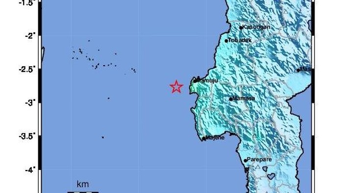 Ilustrasi gempa bumi M 5,8 di Mamuju, Sulbar. (dok. BMKG)