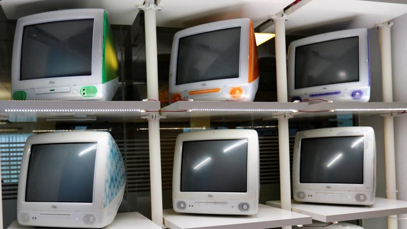 An old Apple camera is displayed in a warehouse at Elcome International company in Dubai, United Arab Emirates May 23, 2022. Picture taken May 23, 2022. REUTERS/Rula Rouhana