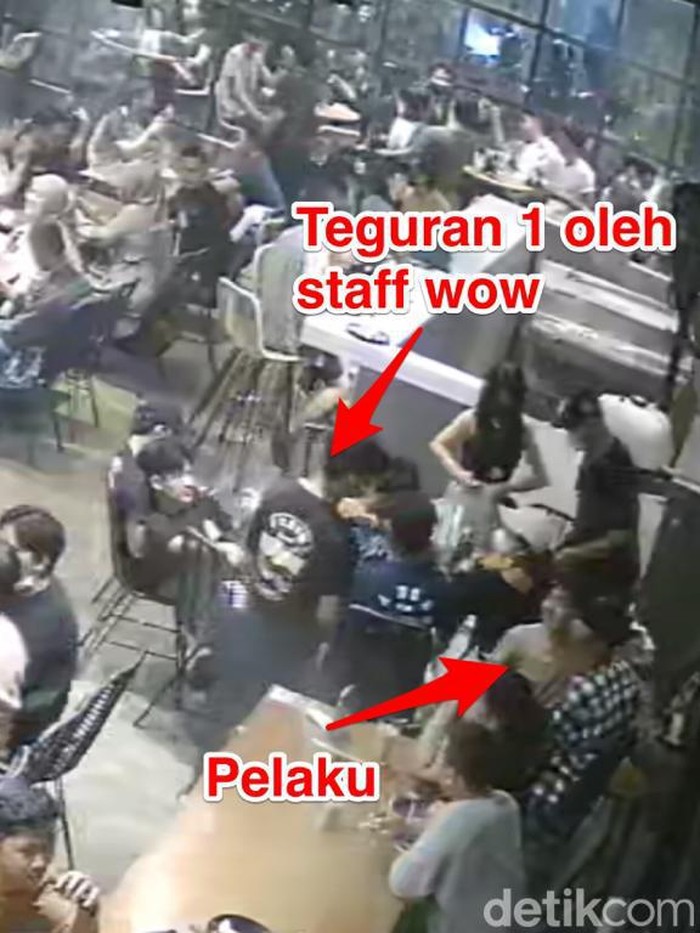 Pihak Kafe Wow kemudian menunjukkan gambar stafnya yang diklaim sedang menegur pengunjung pria yang viral berpangku-pangkuan. (dok Istimewa)
