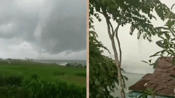 Puting beliung di perairan Pantai Loji Sukabumi.