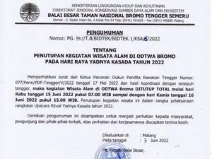 Wisata Bromo Tutup Selama Yadnya Kasada 2022
