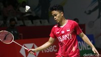 Langkah Ginting melaju ke perempatfinal tak lepas dari trik shot-nya yang mematikan lawan.