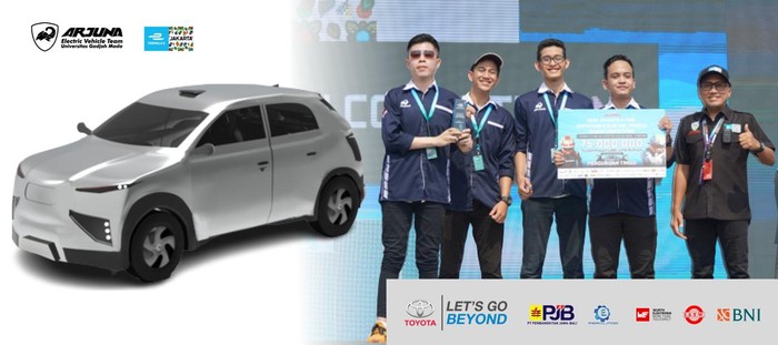 Desain mobil listrik Arcana dari Tim Arjuna EV UGM di ajang kompetisi desain EV sustainable  Formula E.