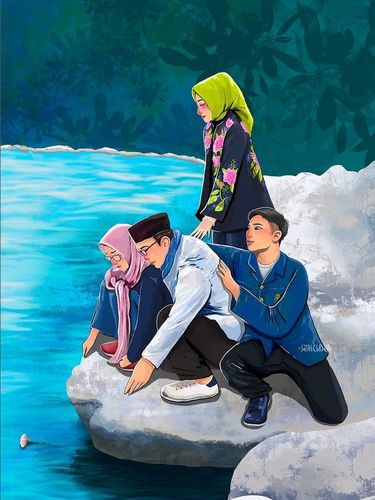 Ilustrator dan animator, Sani Febriani membuat ilustrasi tentang keluarga Ridwan Kamil.