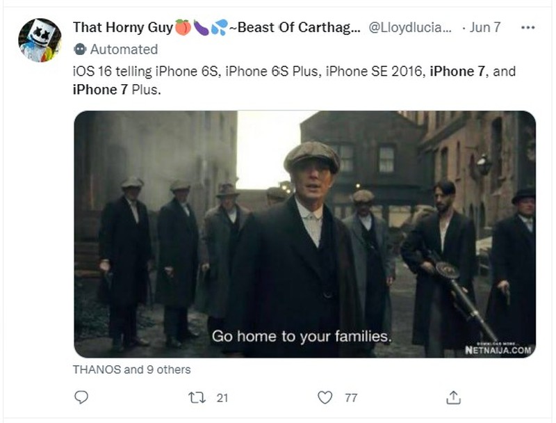 Meme iPhone 7 Tak Kebagian iOS 16
