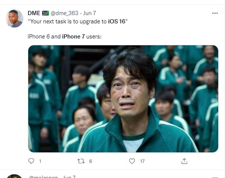 Meme iPhone 7 Tak Kebagian iOS 16