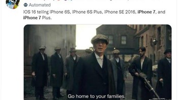 Pesan untuk pengguna iPhone 6S, 6S Plus, iPhone SE 2016, iPhone 7 dan iPhone 7 Plus. Foto: via Twitter