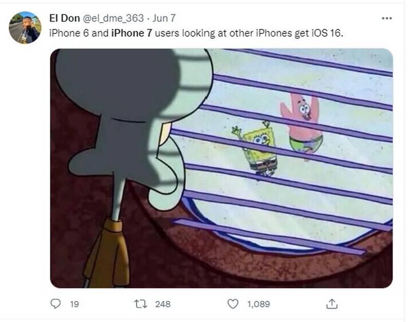 Meme iPhone 7 Tak Kebagian iOS 16