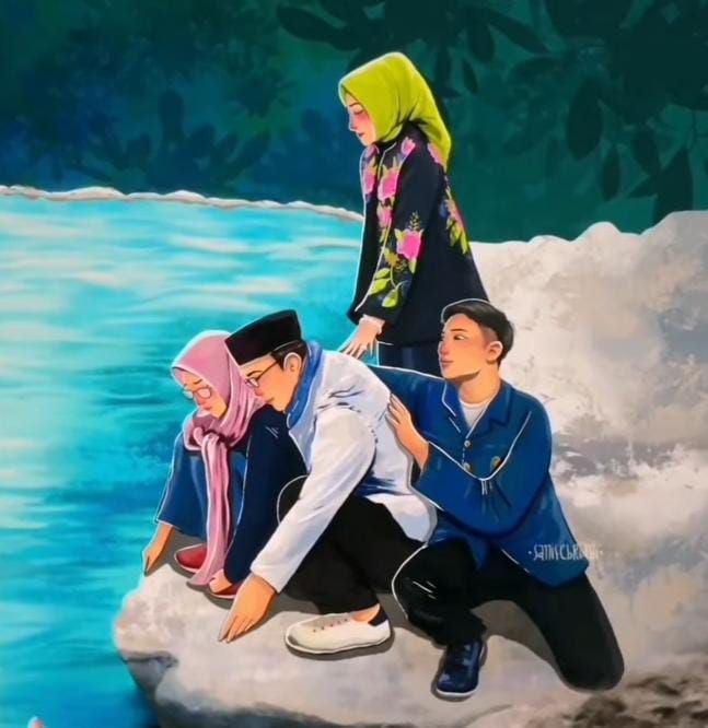 Sketsa Eril peluk Ridwan Kamil di Sungai Aare