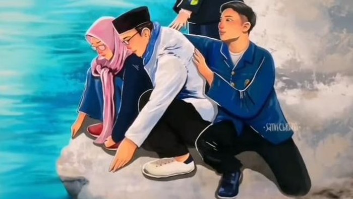 Sketsa Eril peluk Ridwan Kamil di Sungai Aare