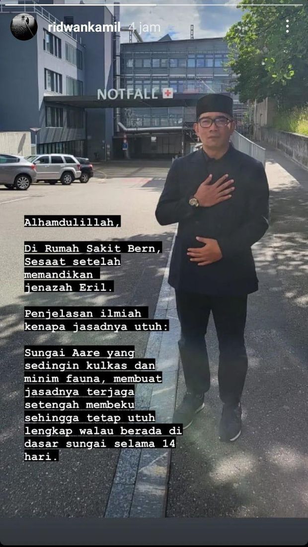 Unggahan Ridwan Kamil terkait Eril yang ditemukan (Instagram @ridwankamil)