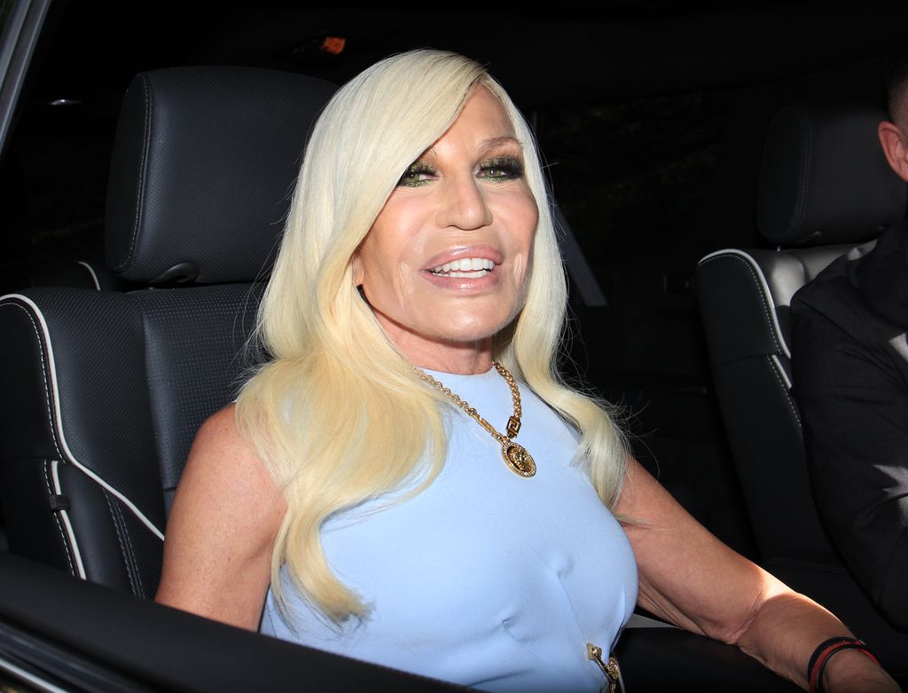LOS ANGELES CA - JUNE 9: Donatella Versace is seen arriving to the Britney Spears and Sam Asghari Wedding on June 9, 2022 in Los Angeles, California. (Photo by MEGA/GC Images)