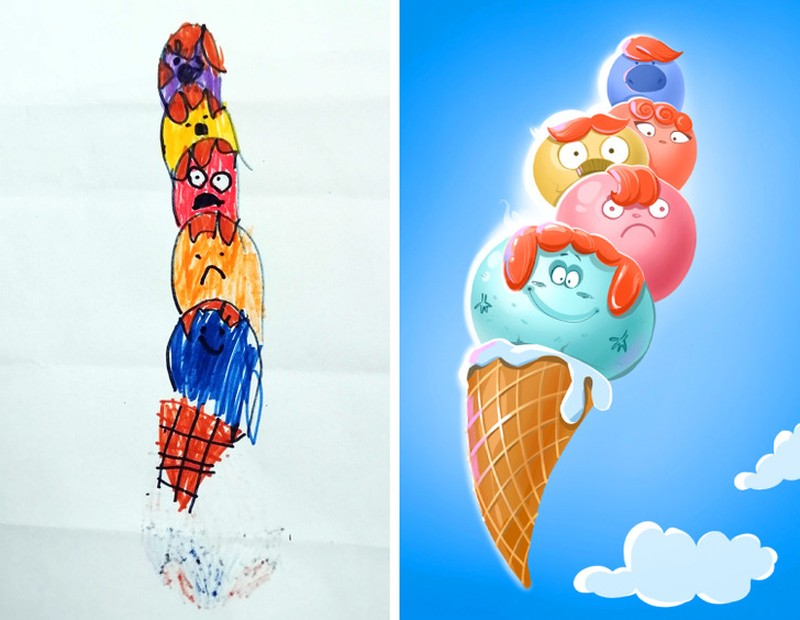 Fotoinet Keren! Ketika Seniman Pro Melukis Ulang Gambar Buatan Anak-anak