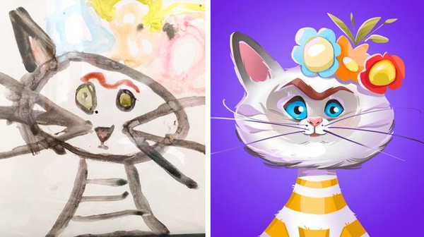 Keren! Ketika Seniman Pro Melukis Ulang Gambar Buatan Anak-anak