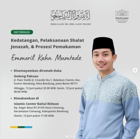 Info Pemakaman Emmeril Khan Mumtadz (Foto: Instagram @ataliapr/ @emmerilkahn)
