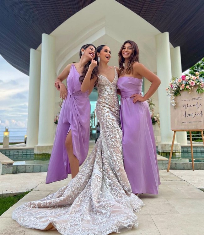 Gaun tampak mewah berhias payet serta bordiran.  Foto: Instagram/@claurakiehl @susansameeh