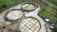Foto udara kawasan proyek pembangunan tangki air atau Ground Water Tank (GWT) di KEK Mandalika.
