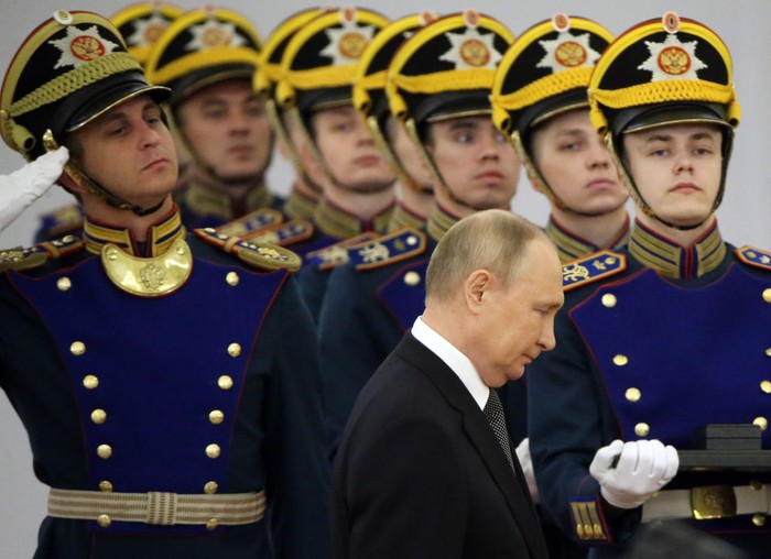 MOSCOW, RUSSIA - JUNE 12: (RUSSIA OUT) Russian President Vladimir Putin attends the State Awarding Ceremony at the Grand Kremlin Palace, June,12,2022, in Moscow, Rusia. Russia Day, celebrated annually on 12 June since 1992, commemorates the adoption of the Declaration of State Sovereignty of the Russian Soviet Federative Socialist Republic (RSFSR) (Photo by Contributor/Getty Images)