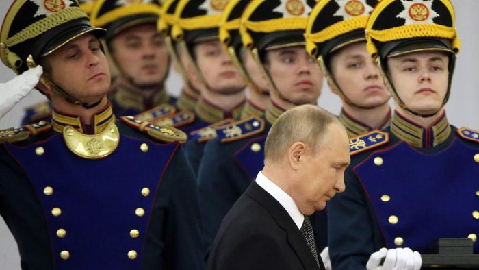 MOSCOW, RUSSIA - JUNE 12: (RUSSIA OUT) Russian President Vladimir Putin attends the State Awarding Ceremony at the Grand Kremlin Palace, June,12,2022, in Moscow, Rusia. Russia Day, celebrated annually on 12 June since 1992, commemorates the adoption of the Declaration of State Sovereignty of the Russian Soviet Federative Socialist Republic (RSFSR) (Photo by Contributor/Getty Images)