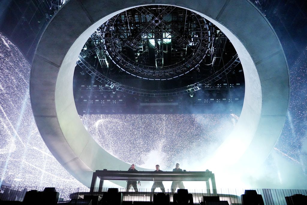INDIO, CALIFORNIA - APRIL 17: Swedish House Mafia performs onstage at the Coachella Stage during the 2022 Coachella Valley Music And Arts Festival on April 17, 2022 in Indio, California. (Photo by Kevin Mazur/Getty Images for Coachella)