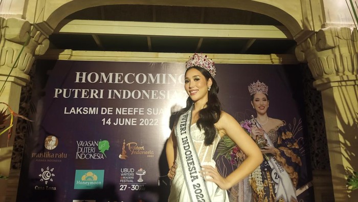 Putri Indonesia 2022, Laksmi De-Neefe Suardana ketika ditemui detikBali dalam acara Homecoming Puteri Indonesia 2022 di Ubud, Bali pada Selasa (14/6/2022) malam.