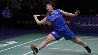 Pebulutangkis tunggal putri nomor satu dunia, Akane Yamaguchi beraksi menghadapi Mia Blichfeldt dari Denmark.