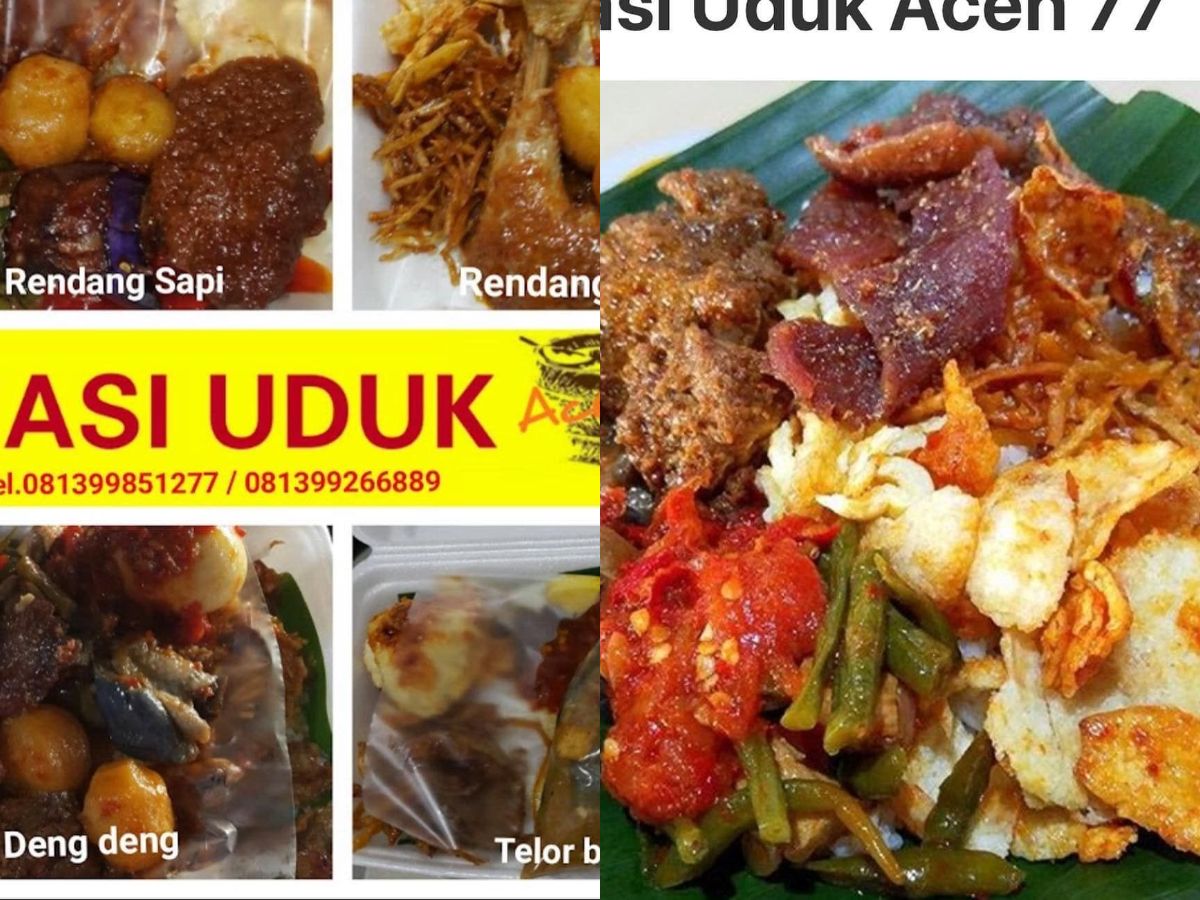 Nasi uduk lauk dendeng babi