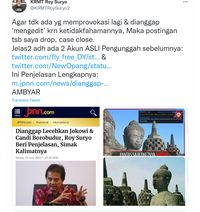 Roy Suryo Dinilai Ikut Sebarkan Meme Stupa Borobudur