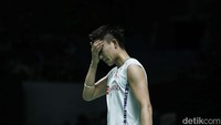 Kecewanya Kento Momota usai tersingkir dari Indonesia Open 2022.