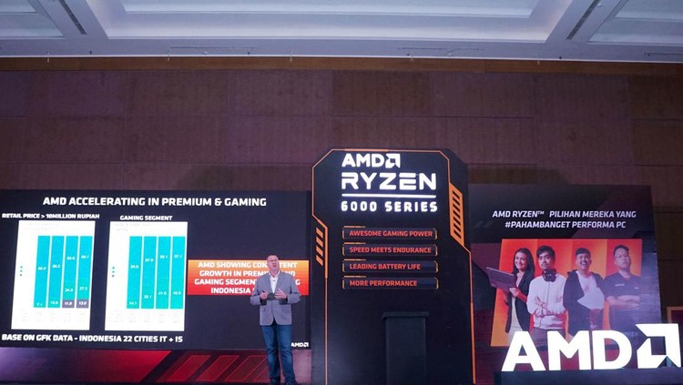 Manjakan Gamers Indonesia, AMD Ryzen 6000 Series Meluncur AMD menghadirkan jajaran lengkap AMD Ryzen™ 6000 Series Processors terbaru ke Indonesia untuk manjakan gamers.
Meskipun sebenarnya prosesor ini bisa juga digunakan untuk para kreator, profesional, dan gamer yang membutuhkan performa dan teknologi mutakhir untuk mendukung segala aktivitasnya.