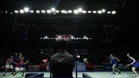 Apriyani Rahayu/Siti Fadia Silva Ramadhanti menghadapi Mayu Matsumoto/Wakana Nagahara pada babak pertama Indonesia Open 2022 di Istora Senayan, Rabu (15/6/2022).