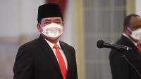 Kemudian Jokowi juga melantik mantan Panglima TNI Marsekal (Purn) Hadi Tjahjanto sebagai Menteri Agraria dan Tata Ruang (ATR). (Andhika Prasetia/detikcom) 