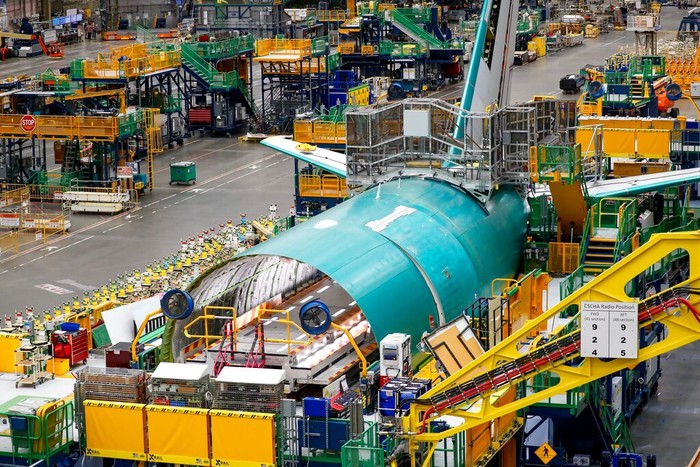 Boeing 787 aircrafts are seen at Boeings Everett Production Facility as they undergo joint verification Wednesday, June 15, 2022, in Everett, Wash. (Jennifer Buchanan/The Seattle Times via AP, Pool)